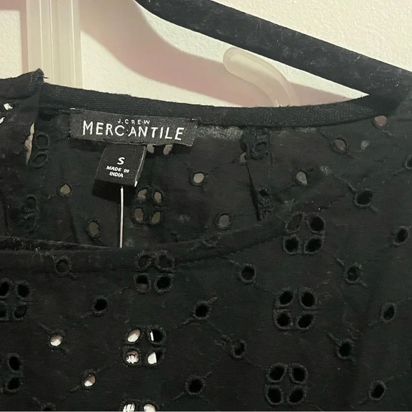 J. Crew Mercantile Black Linen Cotton Eyelet Top Blouse size smalls nwt - Picture 2 of 4